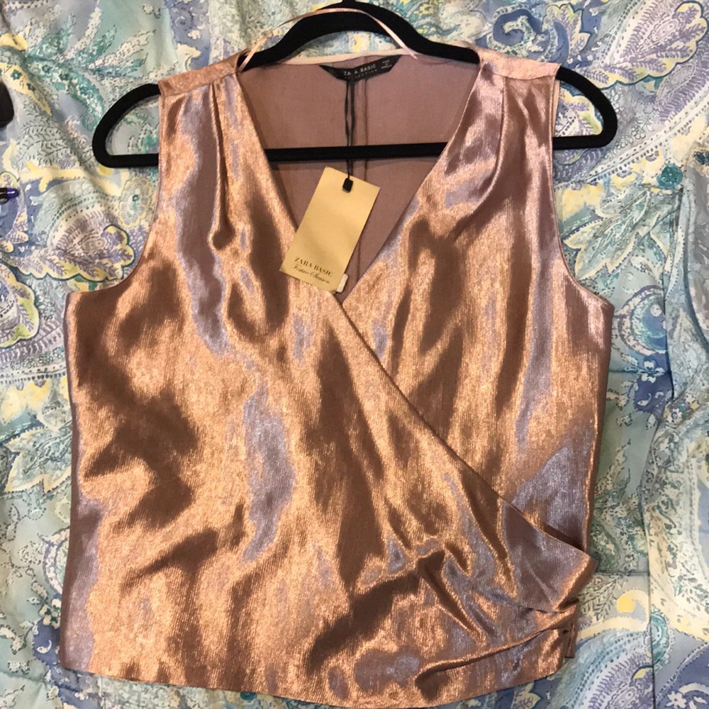 Zara salmon pink top